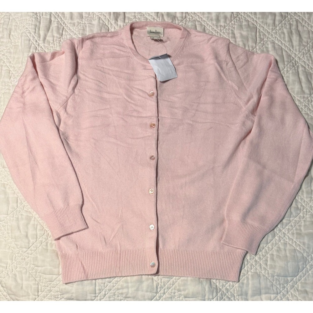 Neiman Marcus Womens Pink 100% Cashmere Button Up Cardigan Sweater Size S